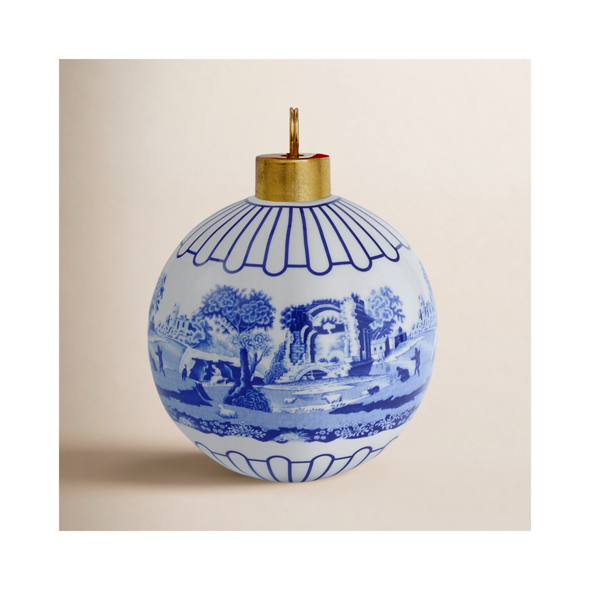 Spode Blue Italian Christmas Bauble Scenic
