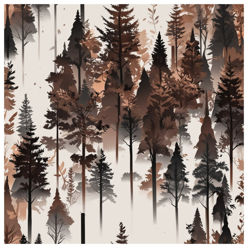 Brown Forest Silhouettes Quilted Bedspread All Sizes, Twin