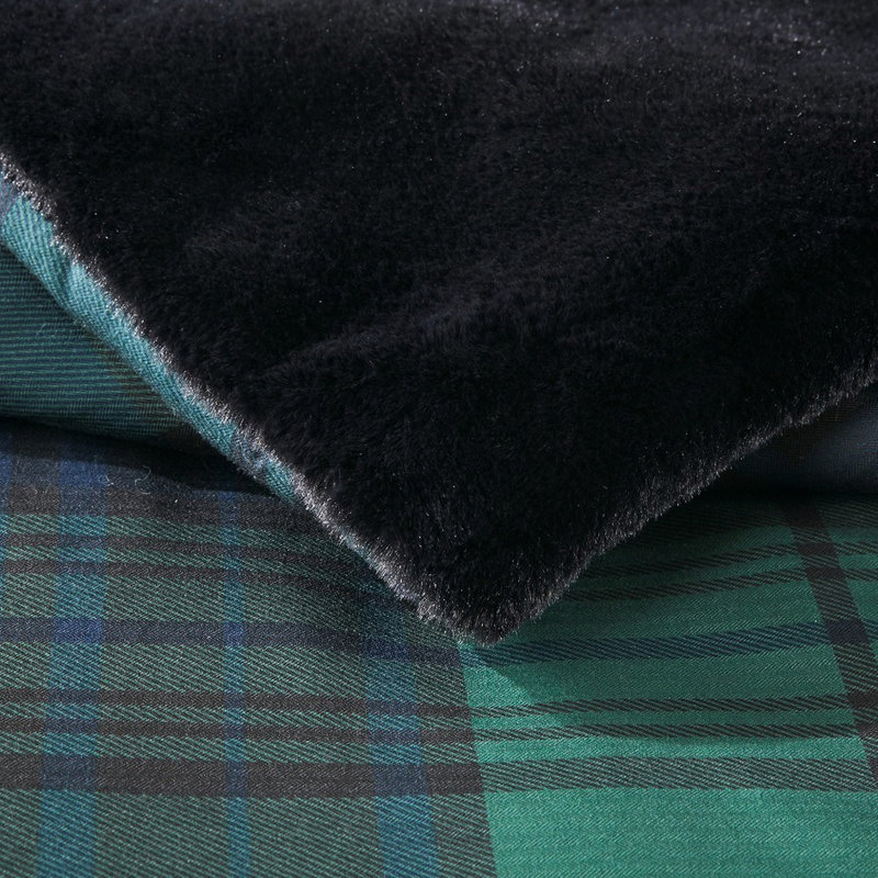 Édredon coloré en fausse fourrure pour très grand / très grand lit - Rembourrage en laine multicolore, Vert