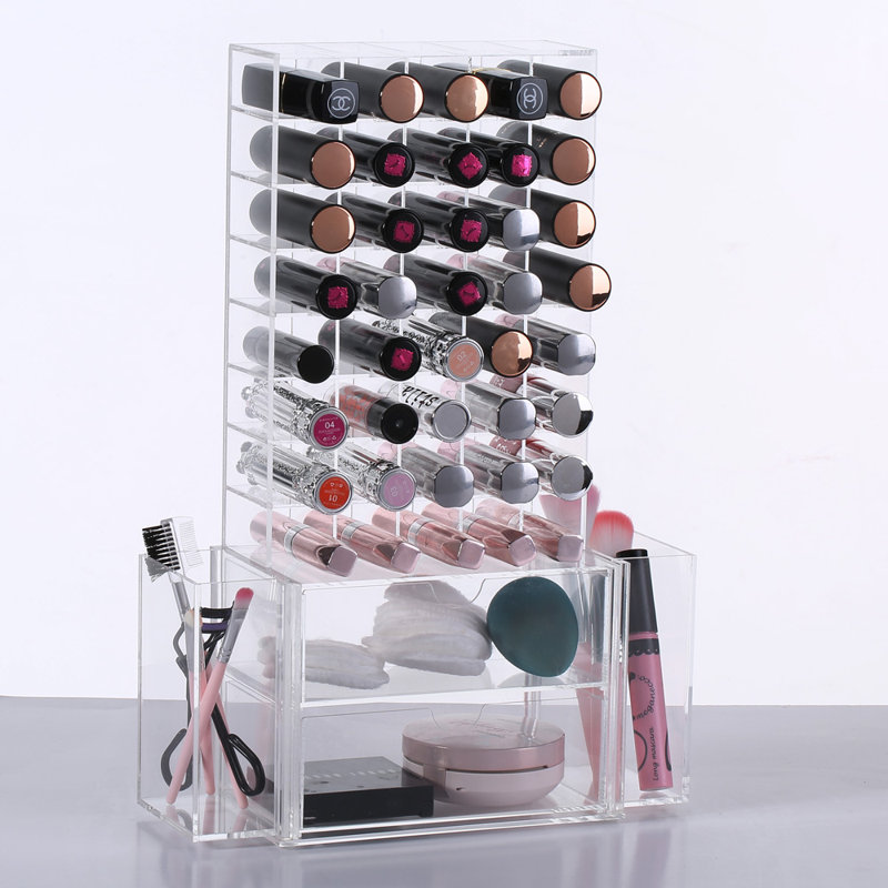 Acrylic 40 Compartment Makeup Organizer, Clear