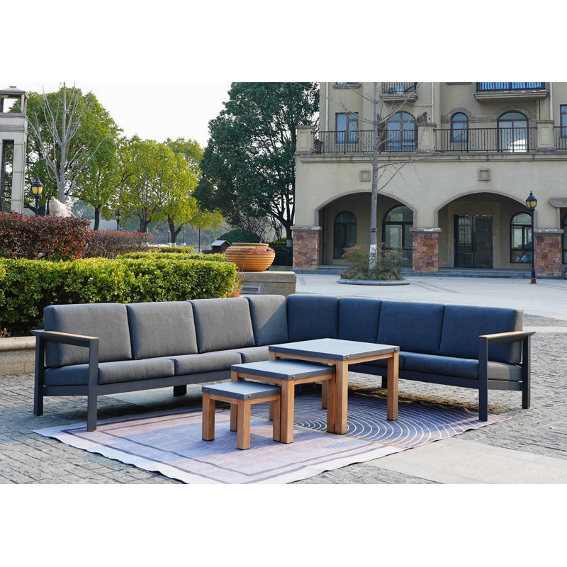 Ensemble de patio 7 pièces avec coussins 7 pièces