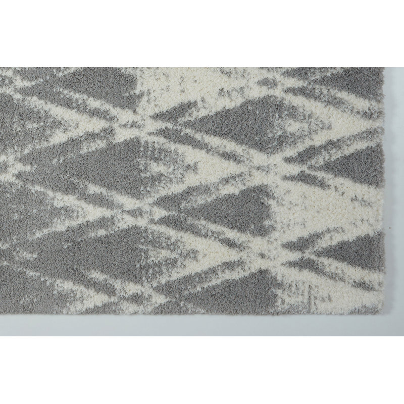 Tapis géométrique gris Charters Towers, Rectangle 6 pi 6 po x 9 pi 6 po