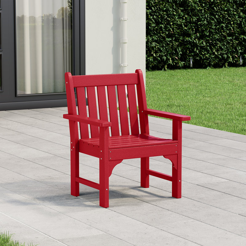 Chaise avec accoudoirs en PEHD Albric Garden, Rouge