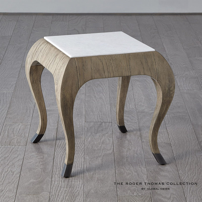 Paris Marble End Table, Grey Sandblasted Oak, White