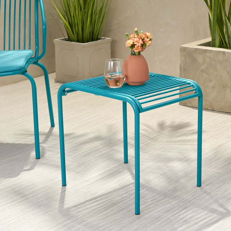 Table d'appoint en fer Corbeil, Bleu sarcelle mat