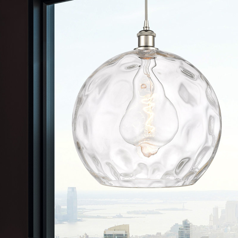 Luminaire suspendu sphère 1 lumière Roxane, DEL, H 16,88 po x l 13,75 po x P 13,75 po, Nickel poli