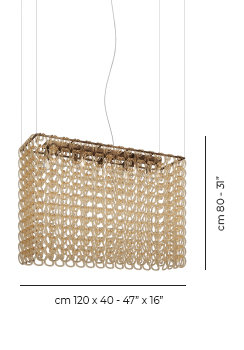 Giogali 10 - Light Pendant, 110" H x 47" W x 16" D, Crystal Amber, Matte Bronze