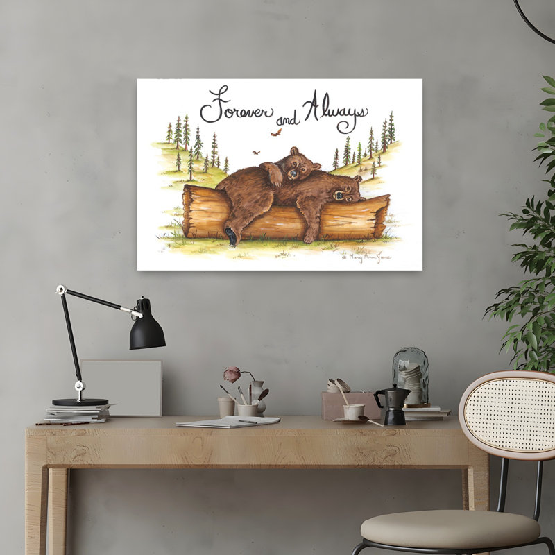 «Forever And Always Whimsical Abstract Contemporary Bear Landscape», art naturel, H 16 po x l 24 po