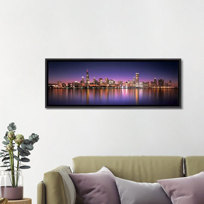 Reproduction d’art sur toile, "reflet de gratte-ciels dans un lac, Michigan, Digital composite, Chicago, Cook County, Illinois"