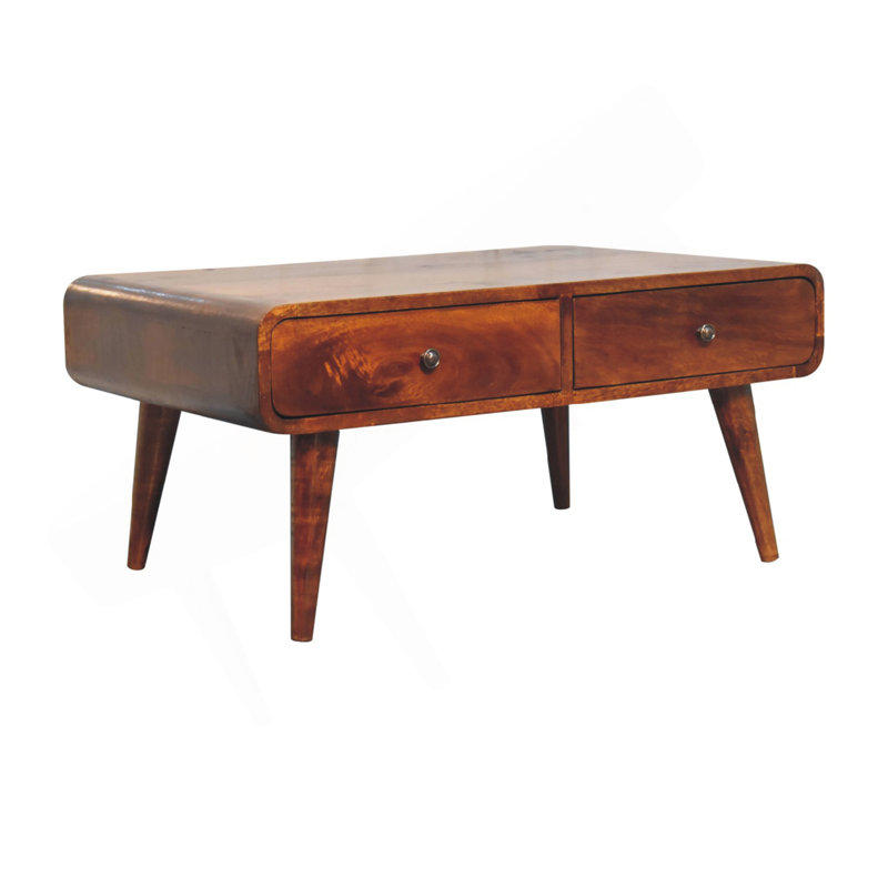 Table basse Sonata, 4 tiroirs, pieds nordiques, brun châtaignier, Châtaigne