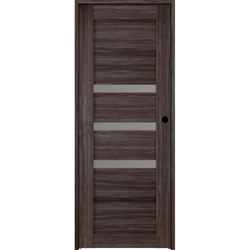Porte standard en bois manufacturé lambrissé et verre préfini, Chêne, 24 po x 84 po