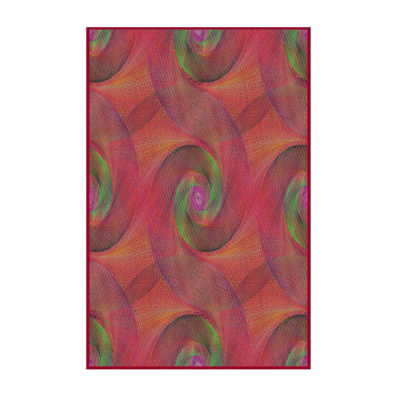 Vert abstrait/Tapis décoratif rouge, Rectangle 5 pi x 7 pi