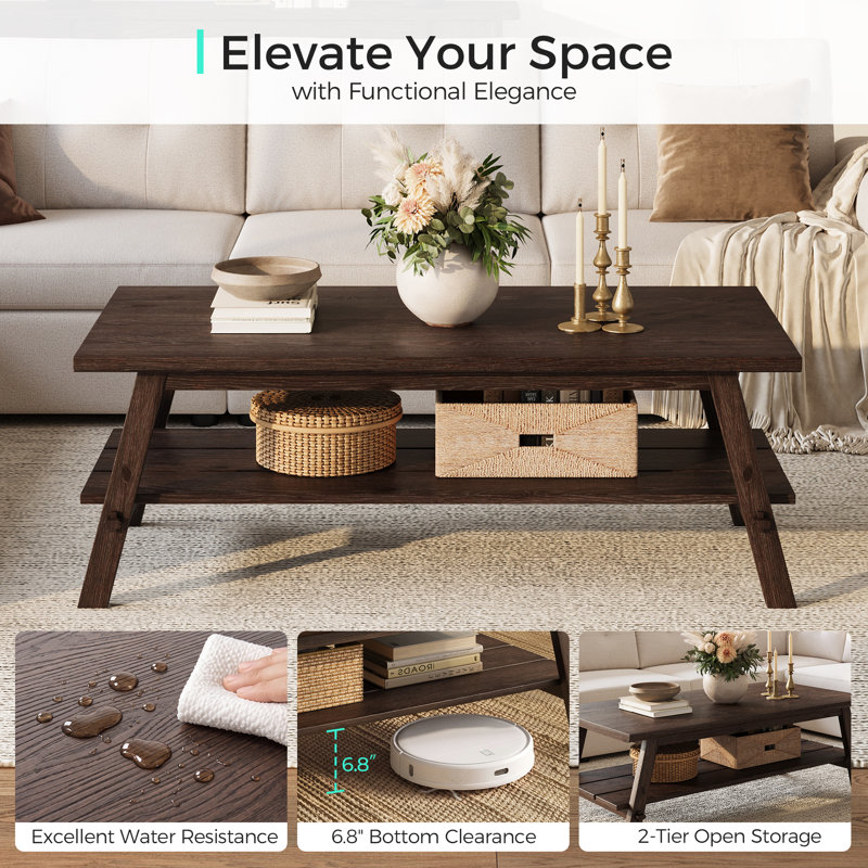 Table basse en bois massif, Marron foncé
