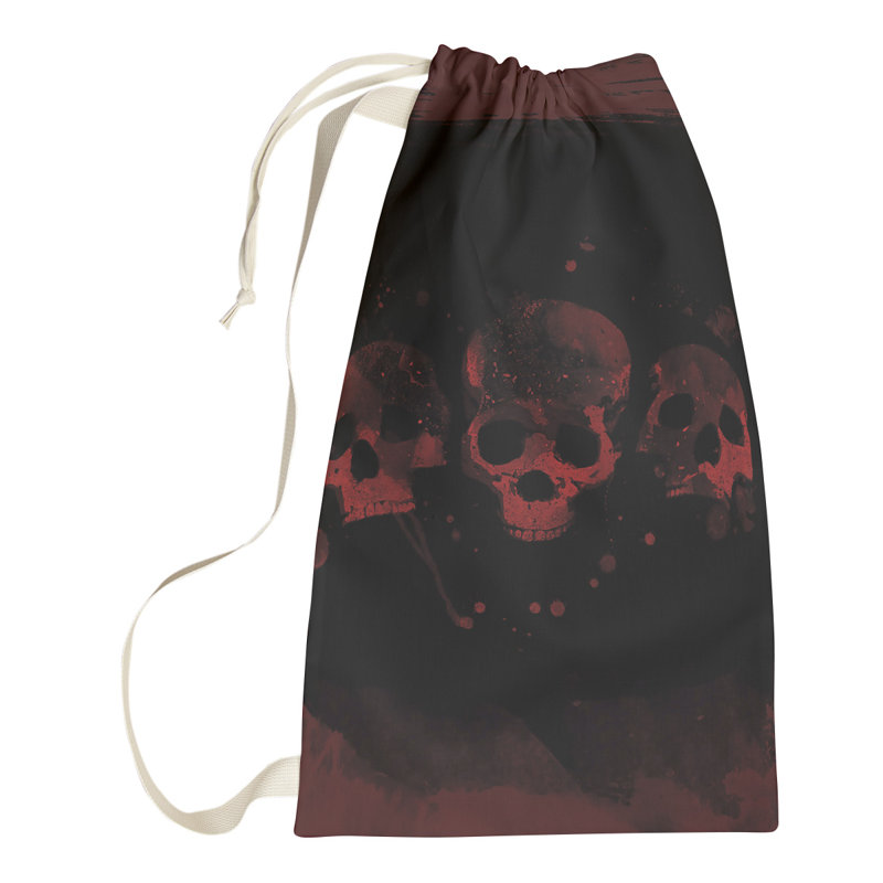 Sac à linge crâne effrayant éclairé aquarelle, Grand (H 76,5 po x l 29,5 po x P 1,5 po)
