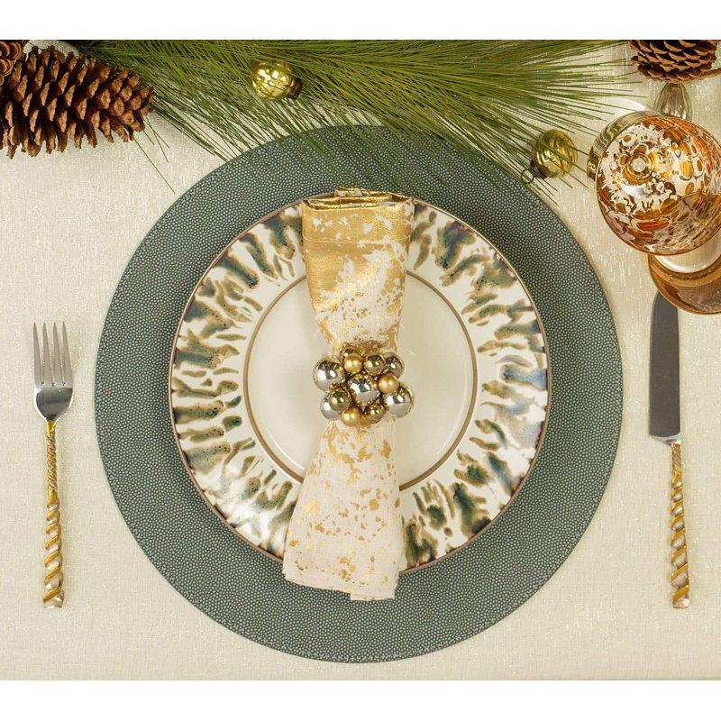 Metafoil Linen Napkin, White/Gold