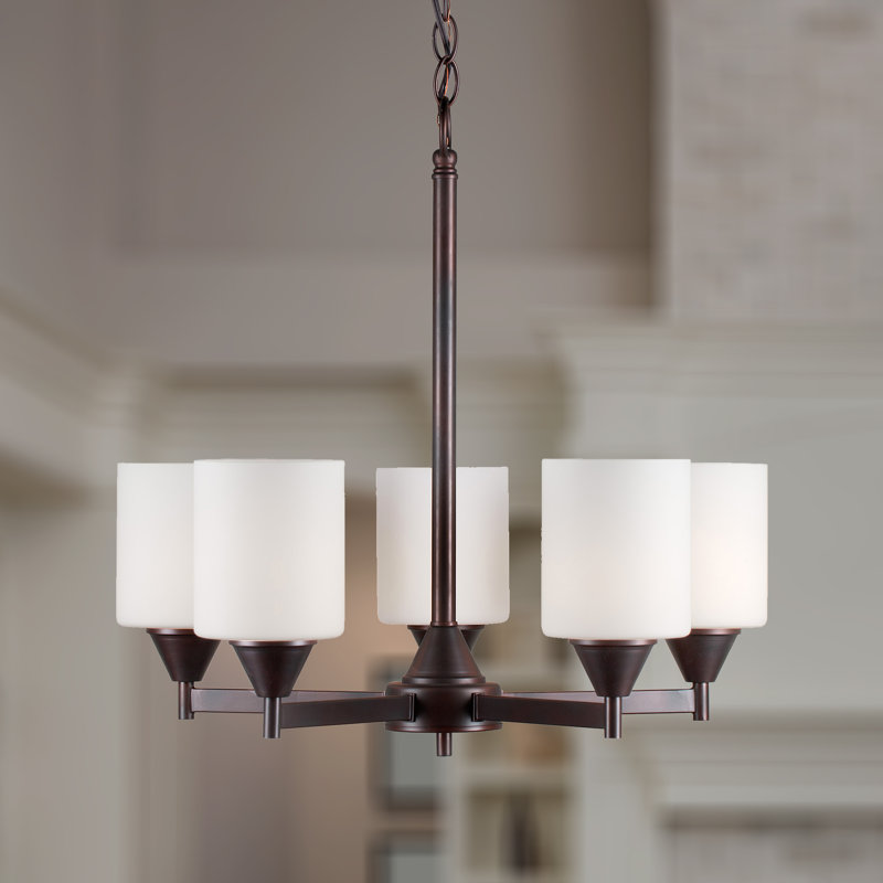 Lustre sphère à 5 lumières ombrées Burchell, Bronze antique