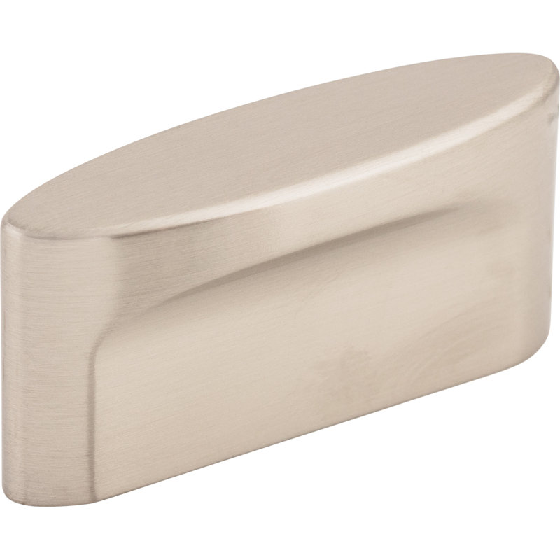 Oval Slot Oval Knob, Brushed Satin Nickel, 1 1/2" Knob Diameter