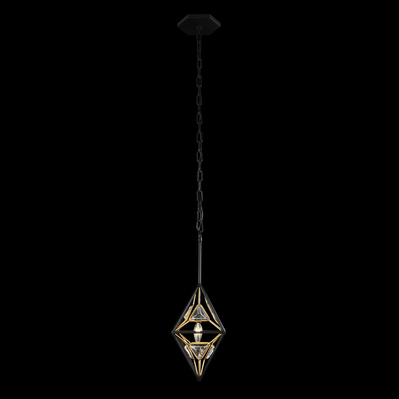 Marcia Matte Black and Gold Crystal Mini Pendant