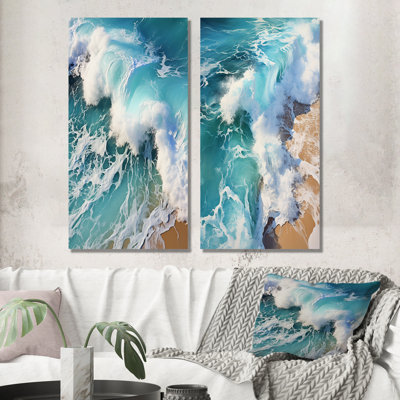 Tropical Ocean Breeze From Above I - Ensemble de salon mural 2 pièces Beach & Ocean