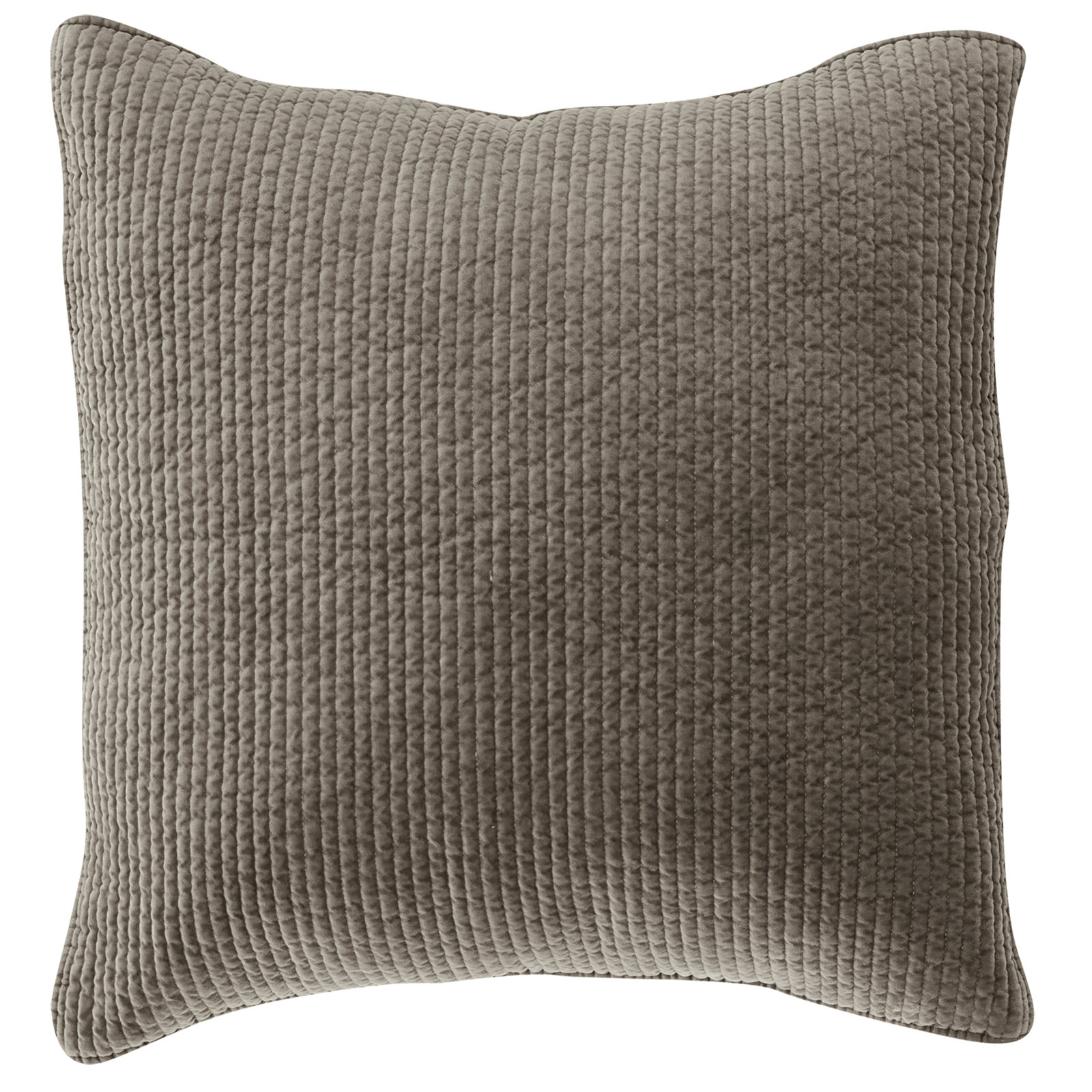 Kobie Stonewashed Cotton Quilted Modern Rustic 1 Piece Pillow Sham, Taupe, Euro