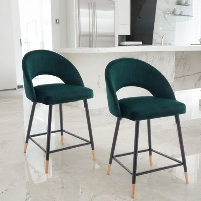 Tabouret de comptoir en velours Rebecca