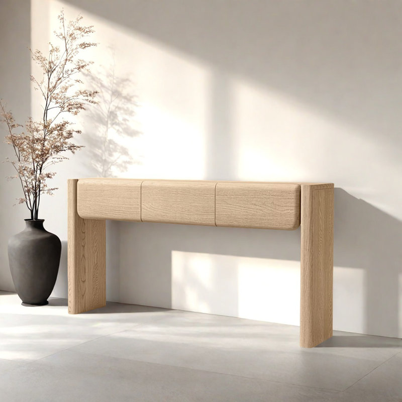 Console avec tiroirs, Beige