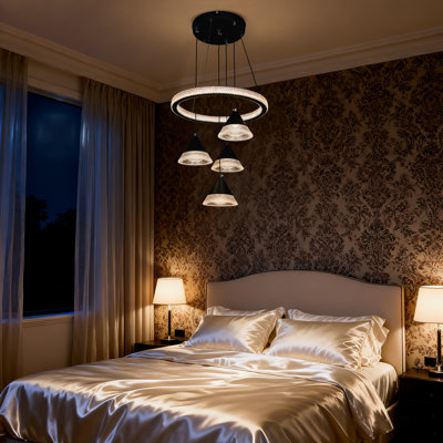 Luminaire suspendu moderne à 4 lumières à DEL, 3 couleurs, chaîne réglable pour salle à manger, salon, chambre à coucher