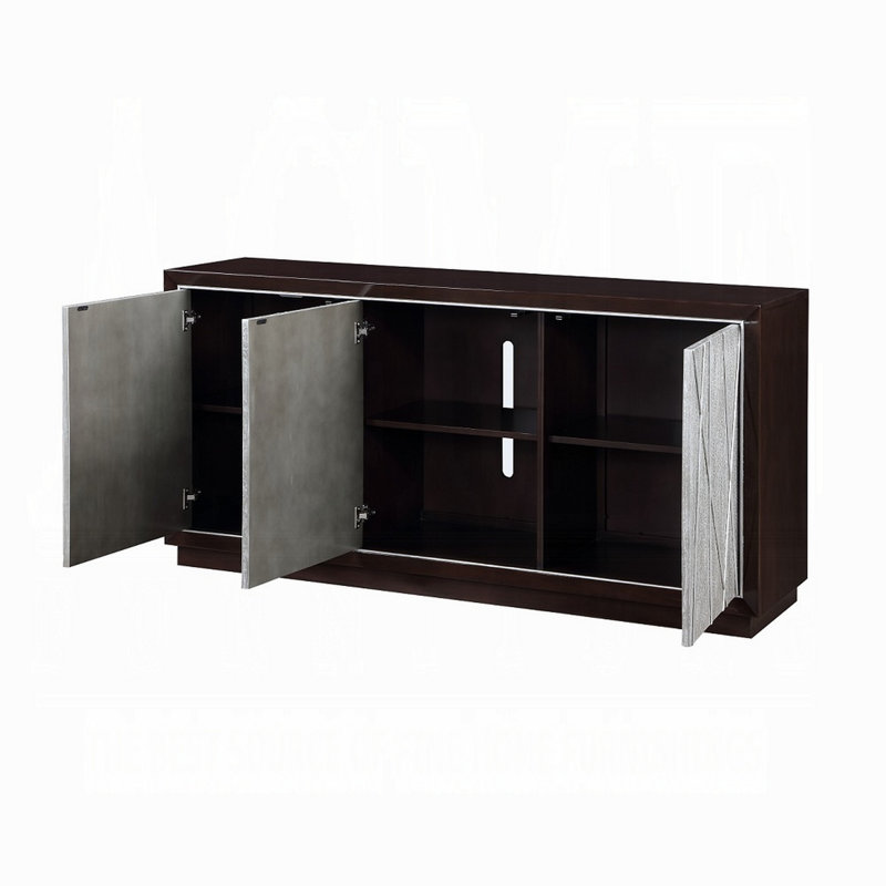 Console à 3 portes Geranio en argent métallique et noyer