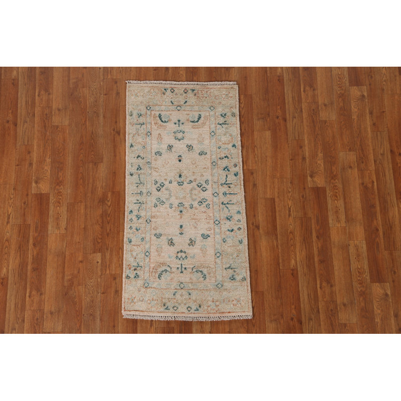 Tapis turc Oushak à motif végétal noué à la main 2 x 4