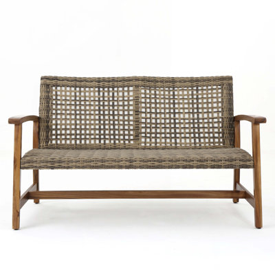 Outdoor Patio Wicker Loveseat with pillow