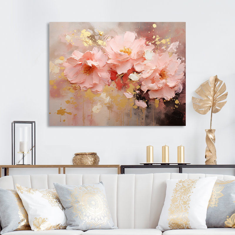 «Tender White and Light Pink Flower», reproduction d'art, Toile tendue, H 24 po x l 32 po x P 1 po