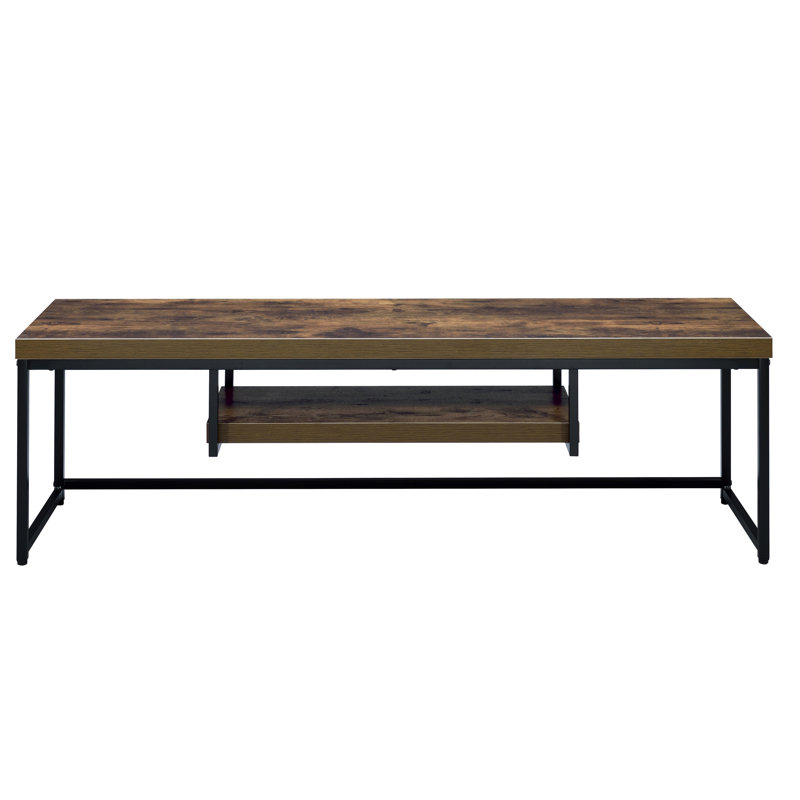 Weathered Oak And Black 1-Shelf TV Stand, 16.5”H x 59.5”L x 16.5”W