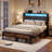 Cradere Queen Size Bed Frame with Headboard, Upholstered Platform Bed with Storage Shelves and Charging Station-634986766