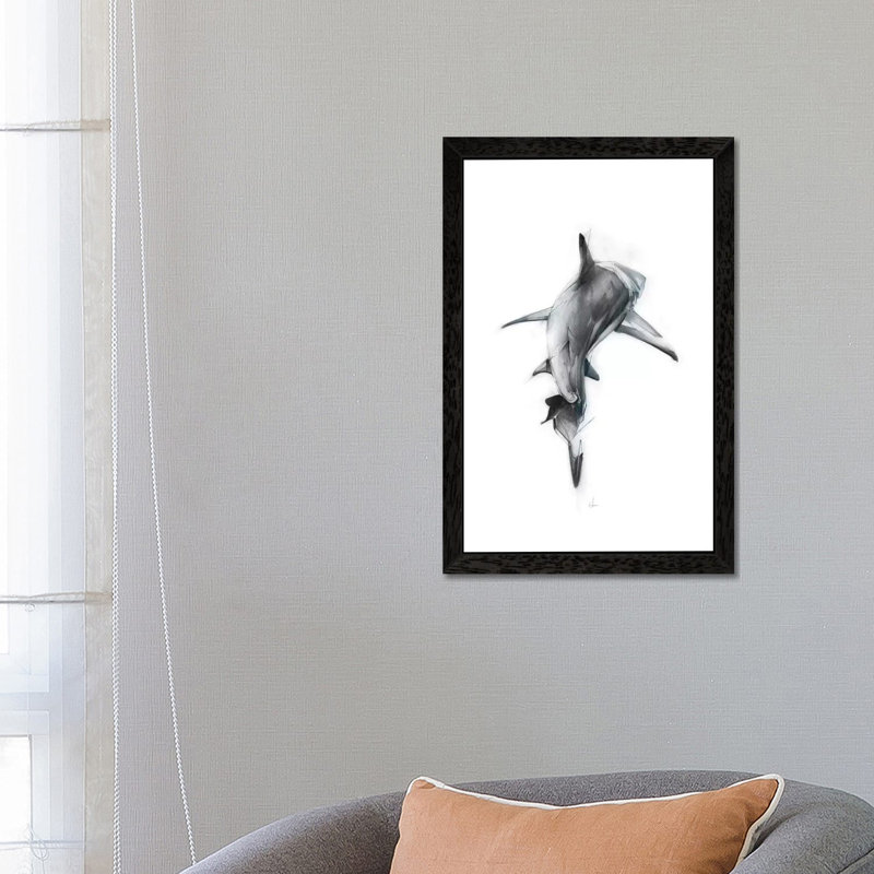 Shark III by Alexis Marcou - Print on Canvas, 152.5 cm H x 101.5 cm W, Black Framed