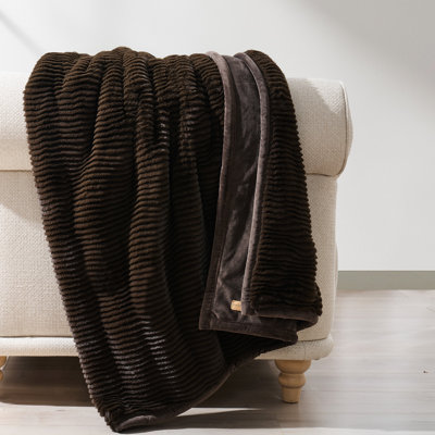 Soft Faux Fur Throw Blanket - Sculpted Texture, Warm for Couch/Bed