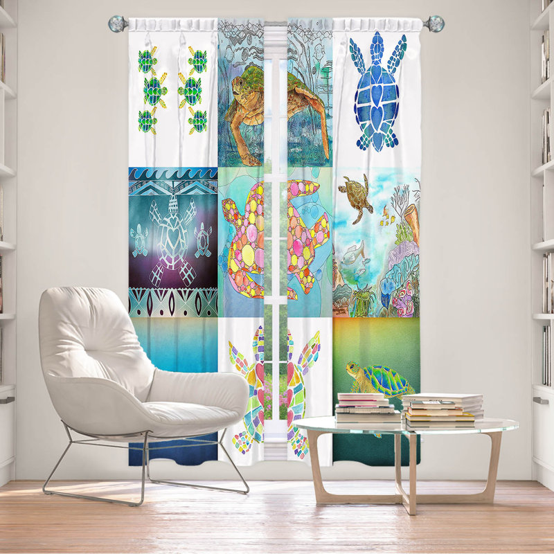 Rideau simple occultant et isolant avec passe-tringle Turtle Collage, L 20 po x L 52 po