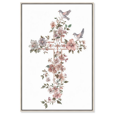 "Living Cross II", reproduction d'art sur toile par Art Remedy, cadre argenté, 30 x 45