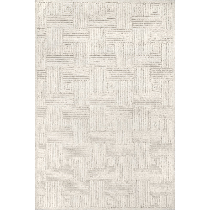 Tapis ivoire crocheté à la main_SMCM03A, Rectangle 8 pi x 10 pi