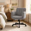 Chaise de travail grise en velours côtelé moderne à large assise avec accoudoirs rabattables à 5 positions, dossier inclinable, hauteur réglable et roulettes-1844865610