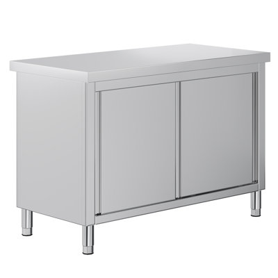 CWG001 - Armoire de travail en acier inoxydable - Double couche - 48 pouces - Couleur originale de l'acier inoxydable