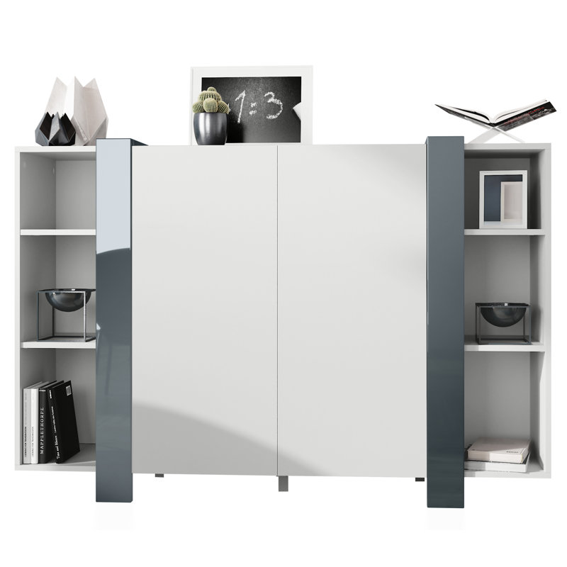Lucea 149cm Sideboard, White Matt/Grey High Gloss