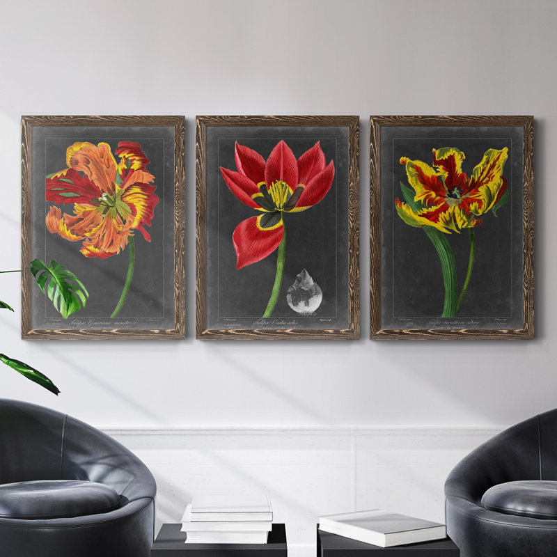 By The Window I - Ensemble de 3 peintures sur toiles encadrées, H 31,5 po x l 47 po x P 1,5 po, Noyer