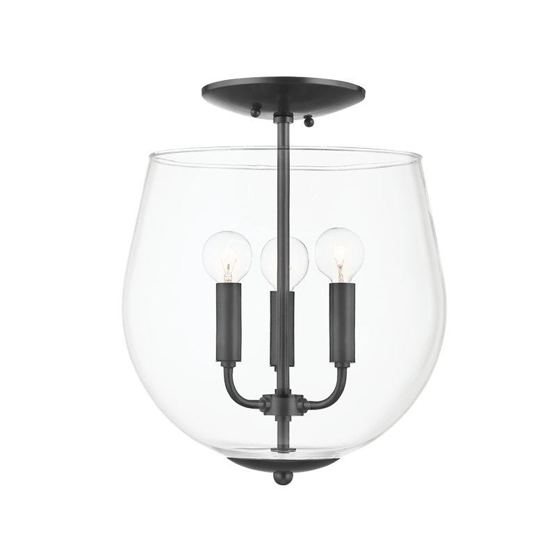 Plafonnier semi-encastré 3 lumières 12,5 po Bastow, Bronze vieilli