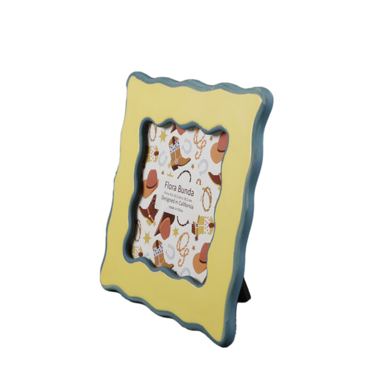 4 X 4 Two Tone Wavy Ceramic Frame, Yellow