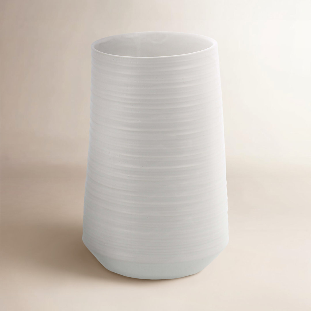 Porcelain Ceramic Ribbed Decorative Vase Birch Lane™ 