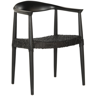 Solid Teak Wood Arm Chair in Black