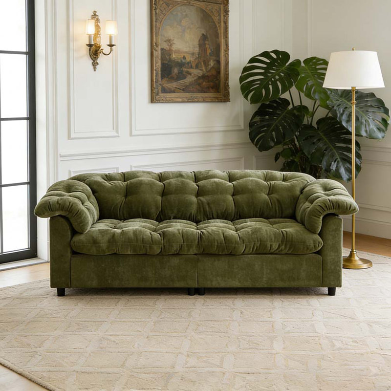 Canapé rembourré moelleux 94,8 po, Vert