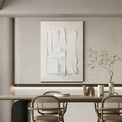 Peinture d'entrée Wabi-Sabi, peinture texturée 6D faite à la main, peinture murale abstraite pour la salle à manger, peinture suspendue minimaliste italienne avec un sens haut de gamme