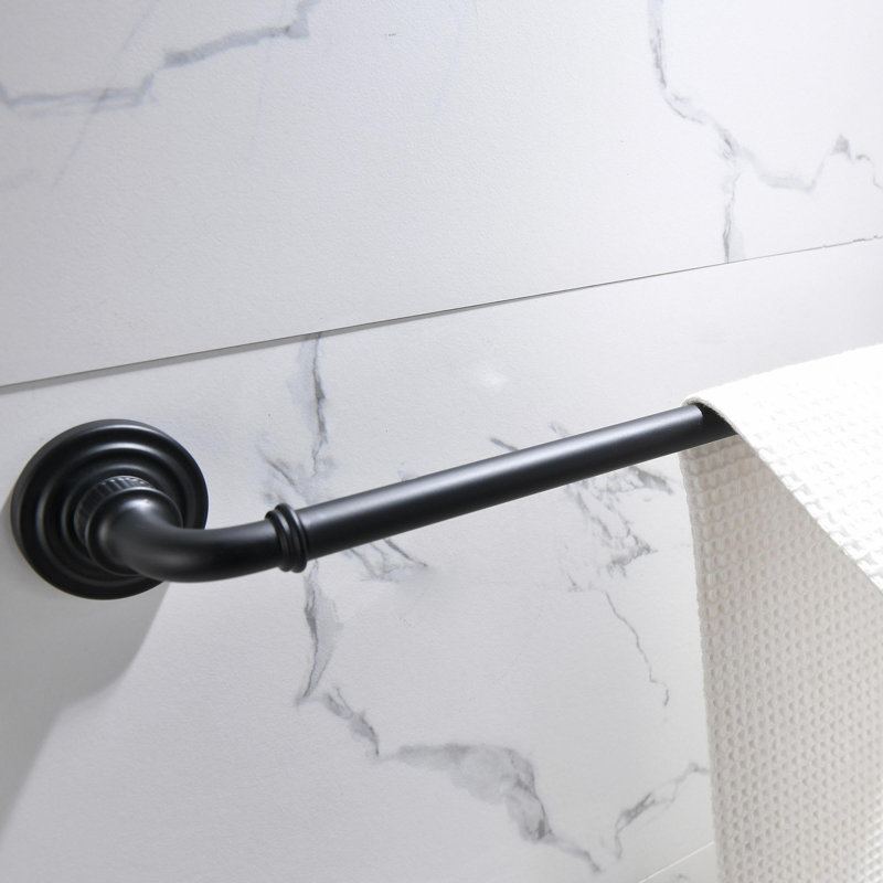 Bathroom Hardware Set Black 4-Pieces Bathroom Towel Rack 24 Inches Adjustable Bathroom Accessories Set, Black