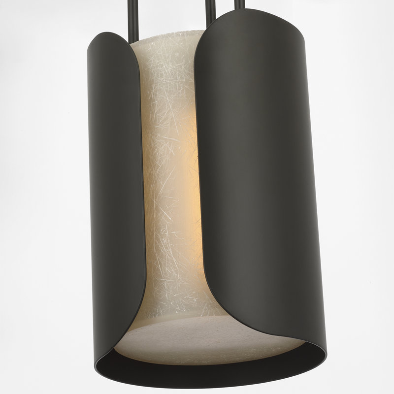 Anne-Marie Barton Armise Pendant with Nova Frost, 242" H x 7.5" W, Matte Carbon, White